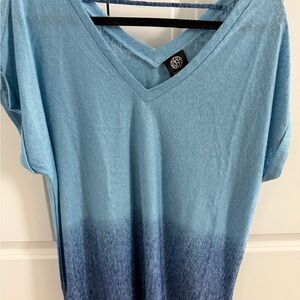 Bobeau Blue Gradient V-Neck Tee